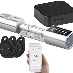 VisorTech Zahlenschloss:Elektronischer Tür-Schließzylinder, Transponder, Code, App, M Gateway 22