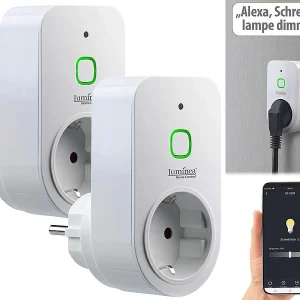 Luminea Home Control Dimmschalter-Steckdosen:2er Smarte WLAN-Dimmer-Steckdose Mit Phasenabschnittsdimmer Bis 200 W 17