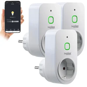 Luminea Home Control Dimmersteckdosen:3er Smarte WLAN-Dimmer-Steckdose Mit Phasenabschnittsdimmer Bis 200 W 20