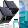 Luminea Home Control Bewegungsmelder Mit App:2er-Set Outdoor-PIR-Sensoren, Solarpanel, App, IP55, ZigBee-kompatibel 40