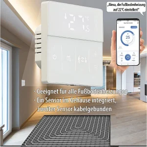 Revolt Thermostat WLAN Heizung:2er-Set WLAN-Fußbodenheizung-Thermostate Mit App, Weiß 41