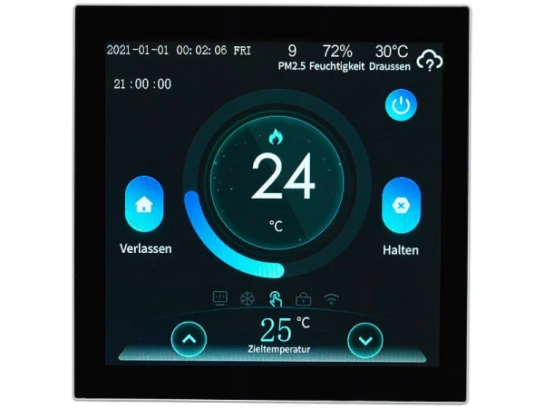 Revolt WLAN Thermostat Heizung:4er-Set WLAN-Thermostate Für Fußbodenheizungen, Touchdisplay 10