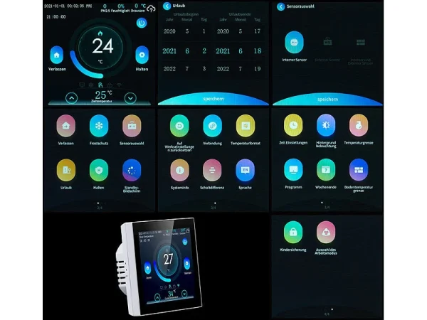 Revolt Thermostat Heizung WLAN:2er-Set WLAN-Thermostate Für Fußbodenheizungen, Touchdisplay 13