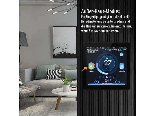 Revolt WLAN Thermostat Heizung:4er-Set WLAN-Thermostate Für Fußbodenheizungen, Touchdisplay 9