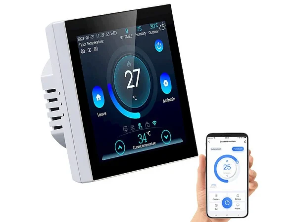 Revolt WLAN Thermostat Heizung:4er-Set WLAN-Thermostate Für Fußbodenheizungen, Touchdisplay 12