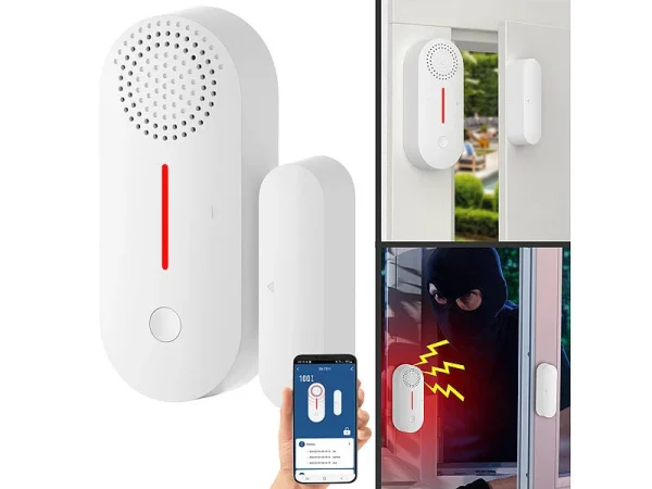 VisorTech Alarmanlage Türkontakt:2er-Set WLAN-Tür- & Fensteralarme Mit Sirene, App Und Sprachsteuerung 12