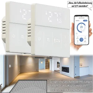 Revolt Thermostat WLAN Heizung:2er-Set WLAN-Fußbodenheizung-Thermostate Mit App, Weiß 19