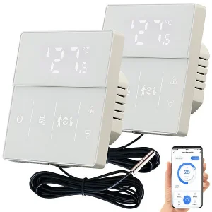 Revolt Thermostat WLAN Heizung:2er-Set WLAN-Fußbodenheizung-Thermostate Mit App, Weiß 21