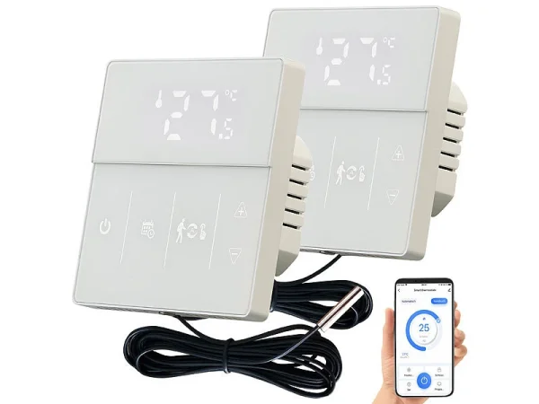 Revolt Thermostat WLAN Heizung:2er-Set WLAN-Fußbodenheizung-Thermostate Mit App, Weiß 4