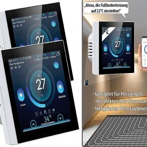 Revolt Thermostat Heizung WLAN:2er-Set WLAN-Thermostate Für Fußbodenheizungen, Touchdisplay 17