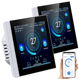 Revolt Thermostat Heizung WLAN:2er-Set WLAN-Thermostate Für Fußbodenheizungen, Touchdisplay 19