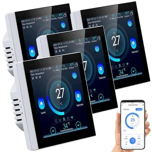 Revolt WLAN Thermostat Heizung:4er-Set WLAN-Thermostate Für Fußbodenheizungen, Touchdisplay 19