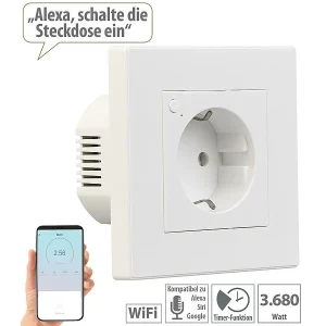 Luminea Home Control Alexa Smart Steckdose:10er-Set WLAN-Unterputz-Steckdosen Mit Verbrauch-Messung, App, 3.680 W 28