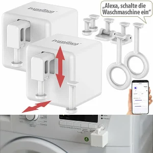 Luminea Home Control Funk-Schalter-Aufsätze:2er-Set Smarte Schalter-Aufsätze Für Kippschalter & Taster, Mit App 16