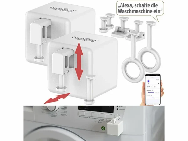 Luminea Home Control Funk-Schalter-Aufsätze:2er-Set Smarte Schalter-Aufsätze Für Kippschalter & Taster, Mit App 3