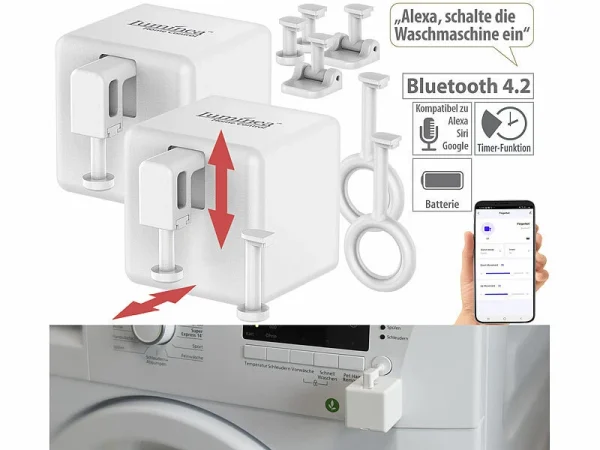 Luminea Home Control Funk-Schalter-Aufsätze:2er-Set Smarte Schalter-Aufsätze Für Kippschalter & Taster, Mit App 1